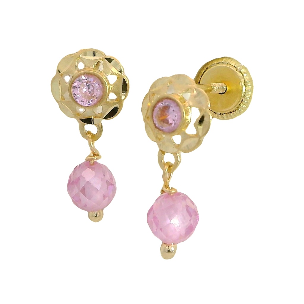 15MM PINK CRYSTAL OPENWORK EARRINGS