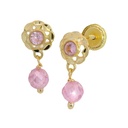 15MM PINK CRYSTAL OPENWORK EARRINGS