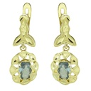 PENDIENTES CUBANA PIEDRA COLOR AGUAMARINA DE 6x4MM,CON MOSCA.22MM.