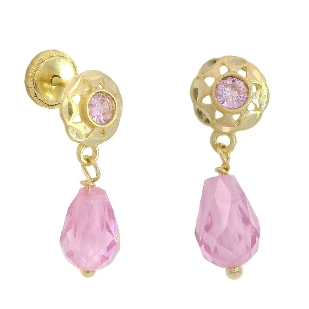 PENDIENTES CUBANA  CRISTAL ROSA.TORNILLO.15MM.