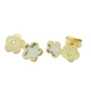 PENDIENTES DOBLE FLOR CIRCONITAS Y NACAR 10x5MM.