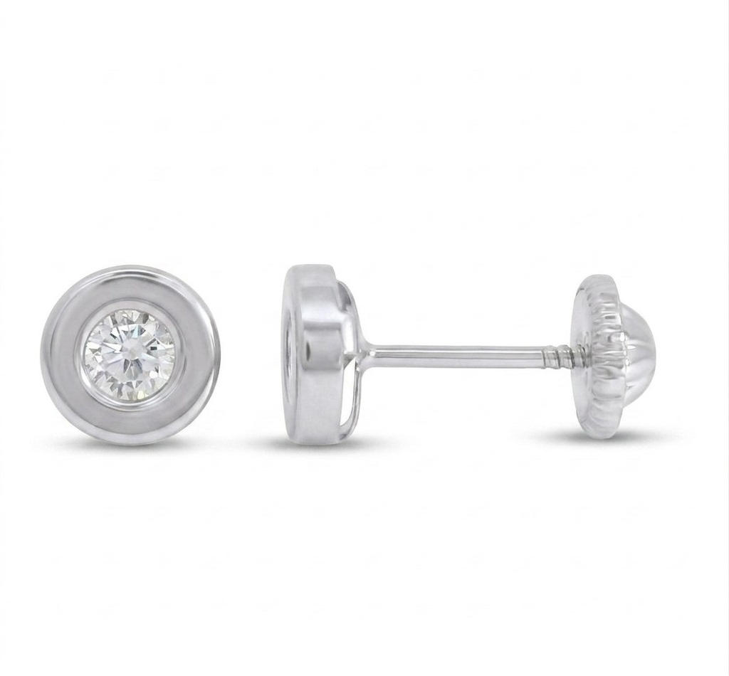 PENDIENTES"DONUT" ORO BLANCO 5'5MM.CIRCONITA 3MM.ROSCA