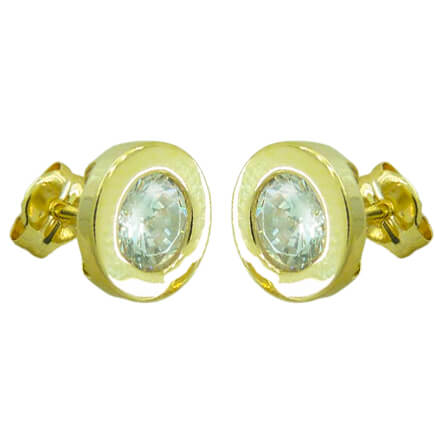 8MM BEZEL STUD EARRINGS.PUSHBACK.