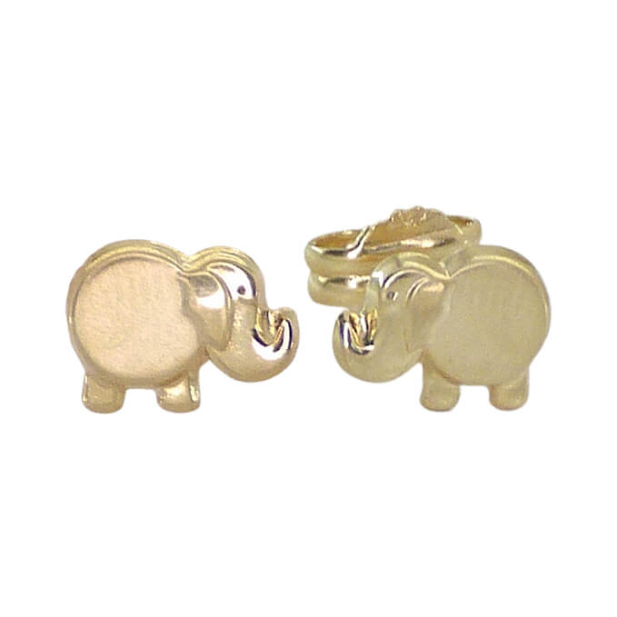 8MM ELEPHANT STUD EARRINGS.PUSHBACK.