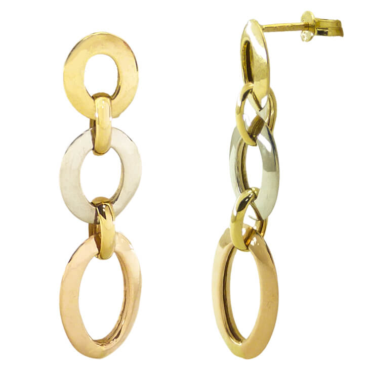 TRICOLOR LINKS DANGLE EARRINGS.30MM.