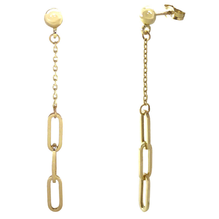 35MM CHAIN AND LINKS DANGLING EARRINGS.