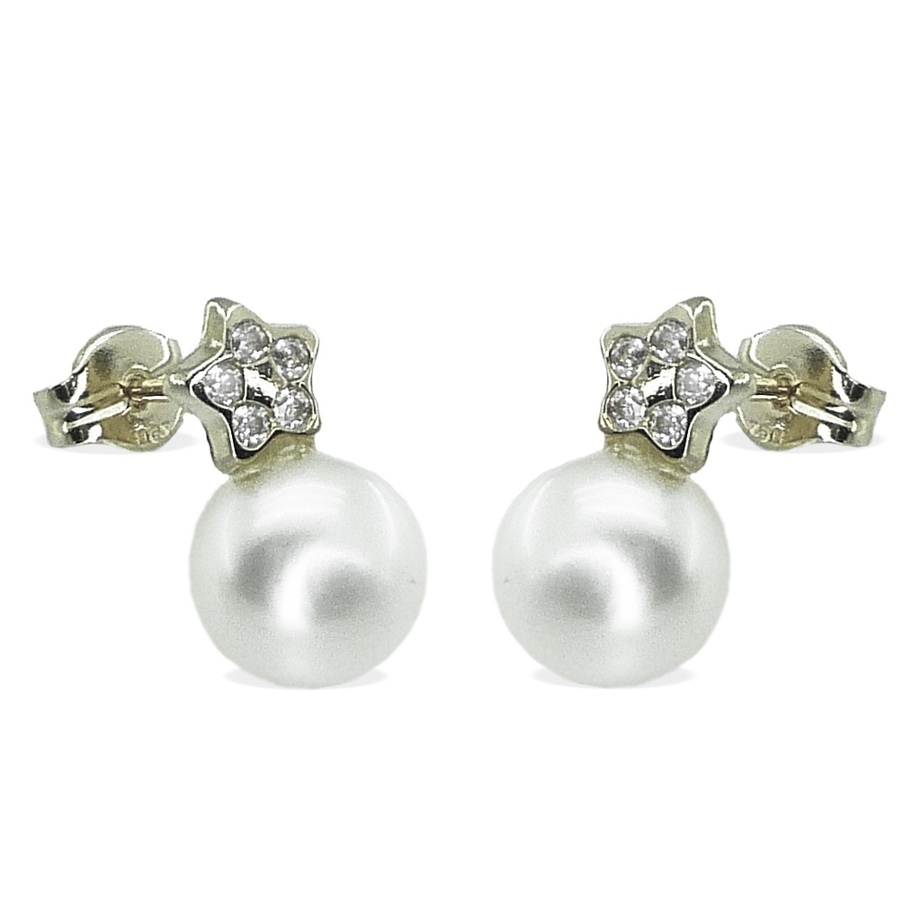 7MM BUTTON PEARL STARS EARRINGS