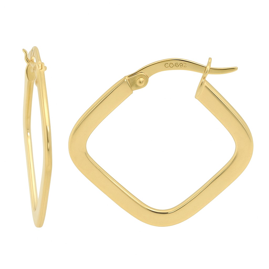 SQUARE HOOPS EARRINGS.21x21x2MM