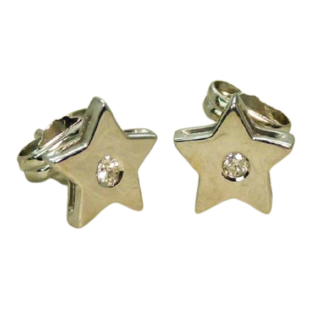 PENDIENTES ESTRELLA BRILLANTES 2.25MM VS-H 0.10 CT TW.