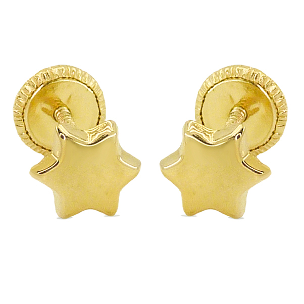 5MM STAR STUD EARRINGS.SCREW BACK.
