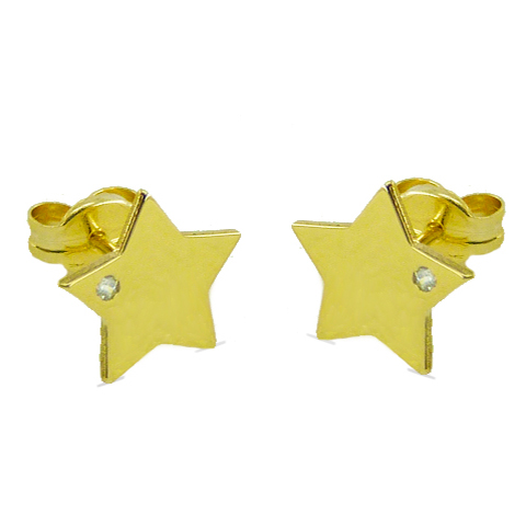 PENDIENTES ESTRELLA PLANA 8.5MM CON CIRCONITAS.PRESION.