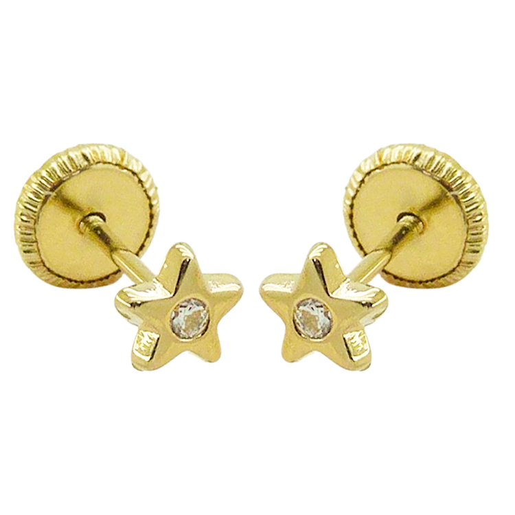 4MM STAR STUD EARRINGS.SCREW BACK.