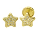6MM STAR STUD EARRINGS WITH CZ..SCREW BACK