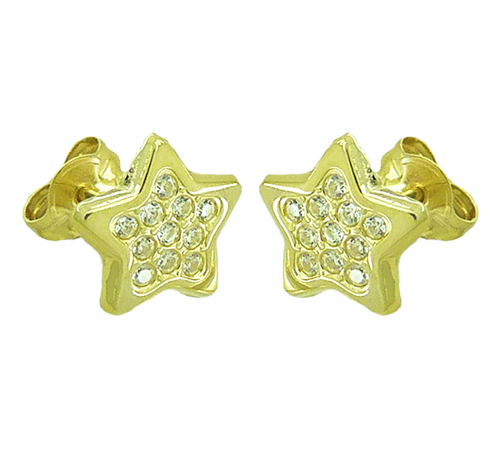 8MM CZ STAR STUD EARRINGS.