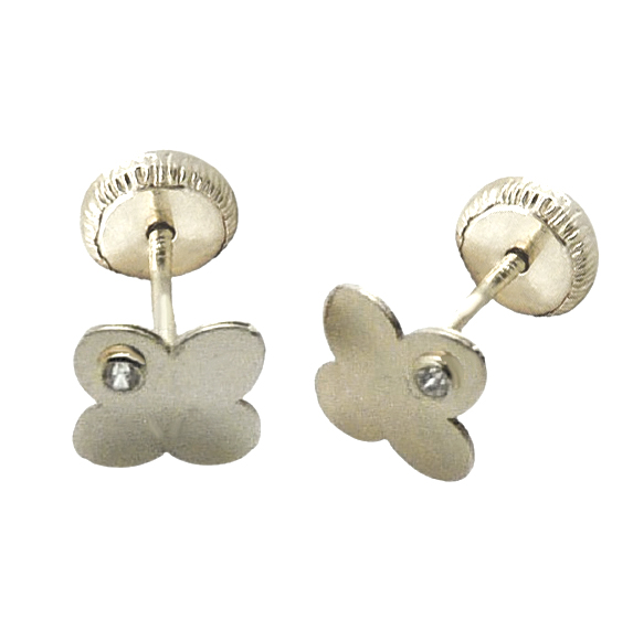 7MM WHITE GOLD FLOWER STUD EARRINGS.