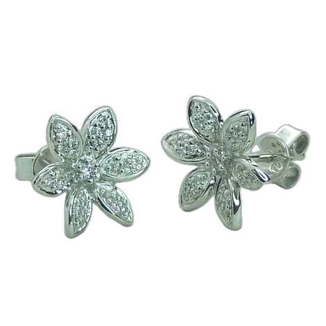 DIAMOND STUD EARRINGS.FLOWER SHAPED.