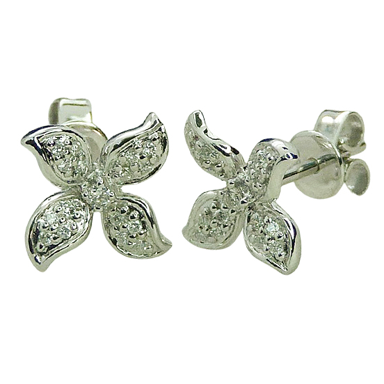 DIAMOND STUD EARRINGS FLOWER SHAPED