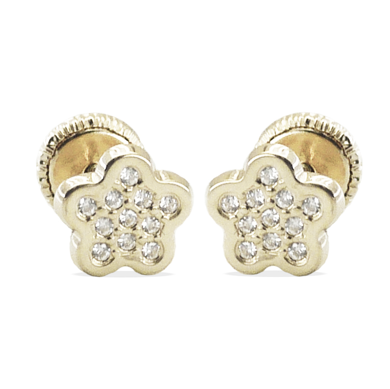 8MM WHITE GOLD STUD EARRINGS WITH CZ.