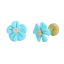 PENDIENTES FLOR COLOR TURQUESA GARRA TORNILLO