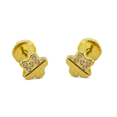 5MM FLOWER STUD EARRINGS WITH CZ.