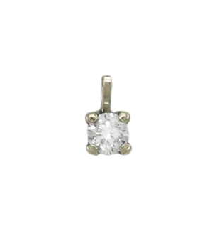 WHITE GOLD PENDANT 4MM CZ.