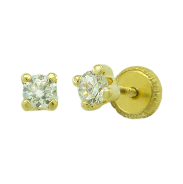 2x2MM CZ FOUR  CLAW STUD EARRINGS.SCREW BACK.