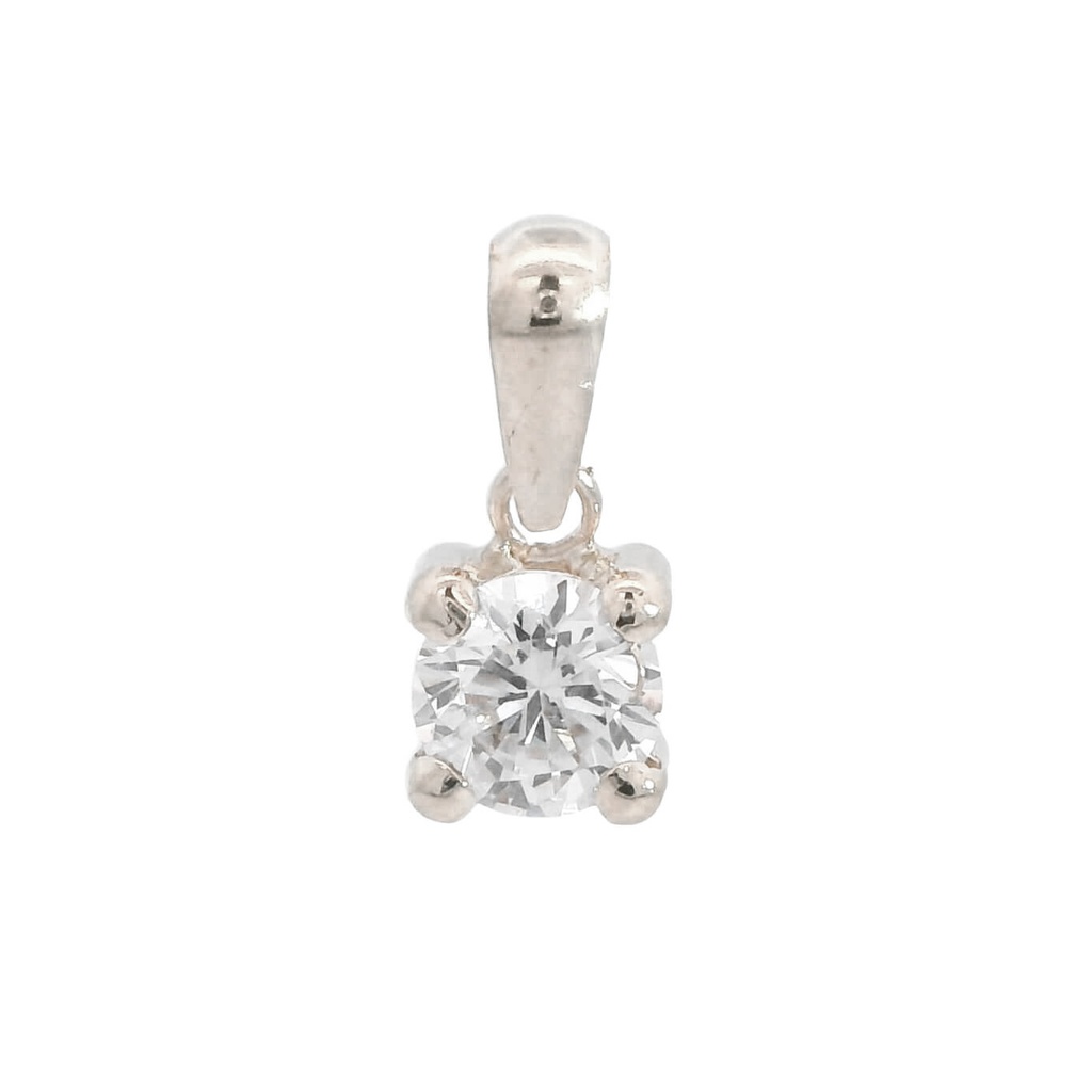 5MM CZ WHITE GOLD PENDANT.