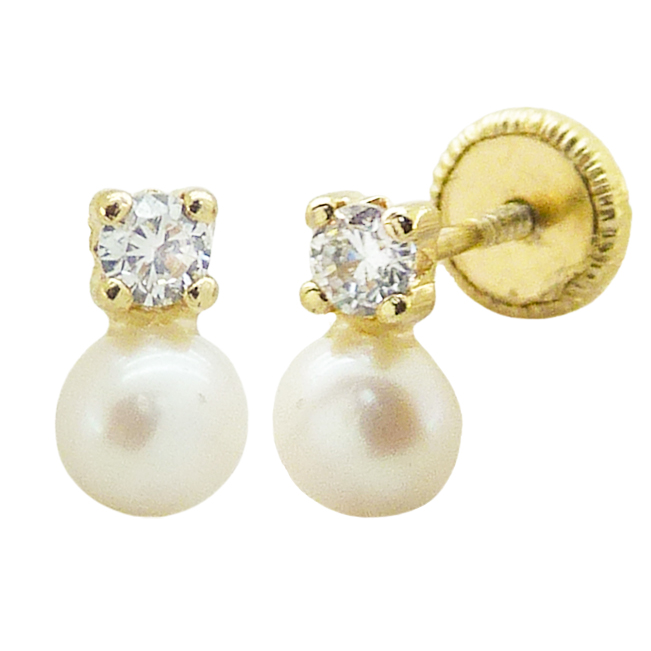 PENDIENTES GARRA 2.5MM Y PERLA DE 4MM. TORNILLO Perla Cultivada