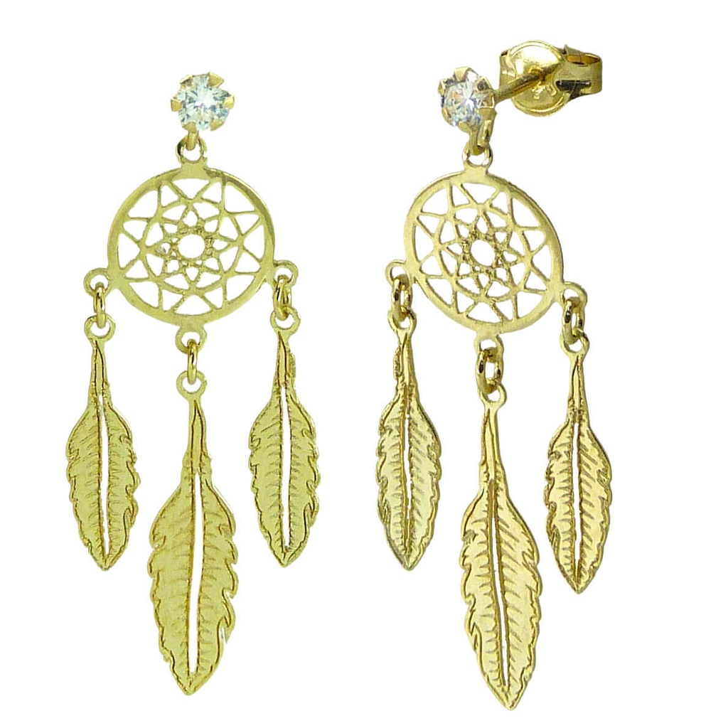 25MM DREAM CATCHER EARRINGS 3 FEATHERS.