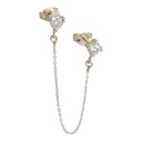 PENDIENTE GARRA DOBLE CON CADENA.ORO BLANCO.