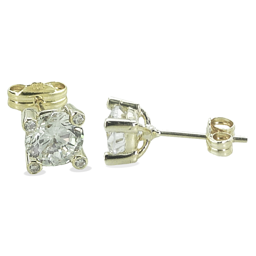 5MM CZ FOUR CLAWS STUD EARRINGS.WHITE GOLD.