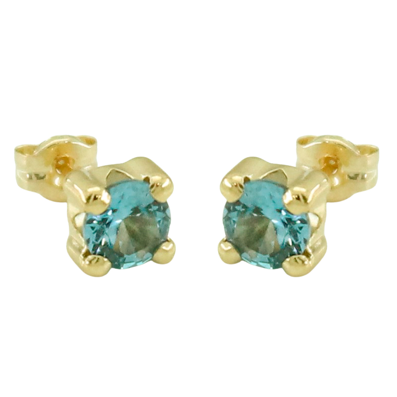 5MM AQUAMARINE COLOR CZ STUD EARRINGS.