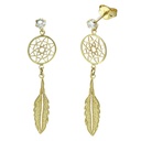 ONE FEATHER DREAM CATCHER EARRINGS. 25MM.