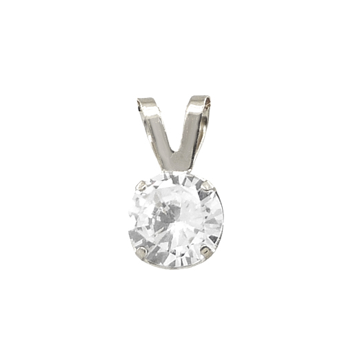 6MM CZ WHITE GOLD PENDANT.