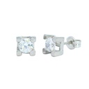 PENDIENTES GARRA CUADRADA GRANDE 4x4MM. PRESION ORO BLANCO