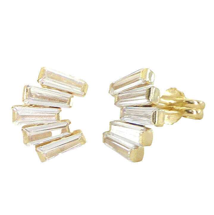 10MM CARRE CZ CLIMBER EARRINGS.PUSH BACK.