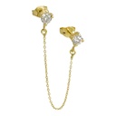SINGLE EARRING WITH CZ AND CHAIN.