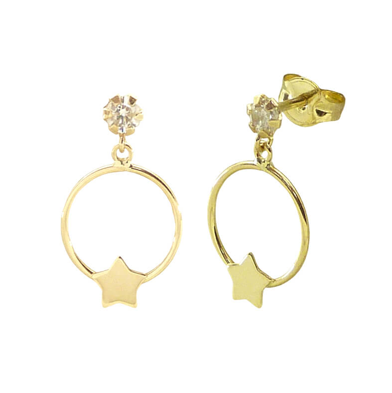 9MM STAR HOOP AND CZ CLAW EARRINGS.15MM.