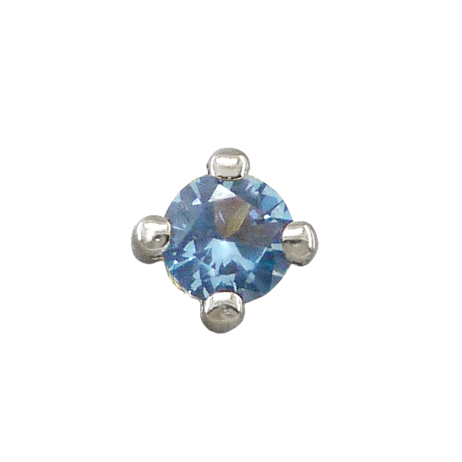 COLGANTE GARRA CIRCONITA AZUL 5MM SIN REASA.ORO BLANCO.