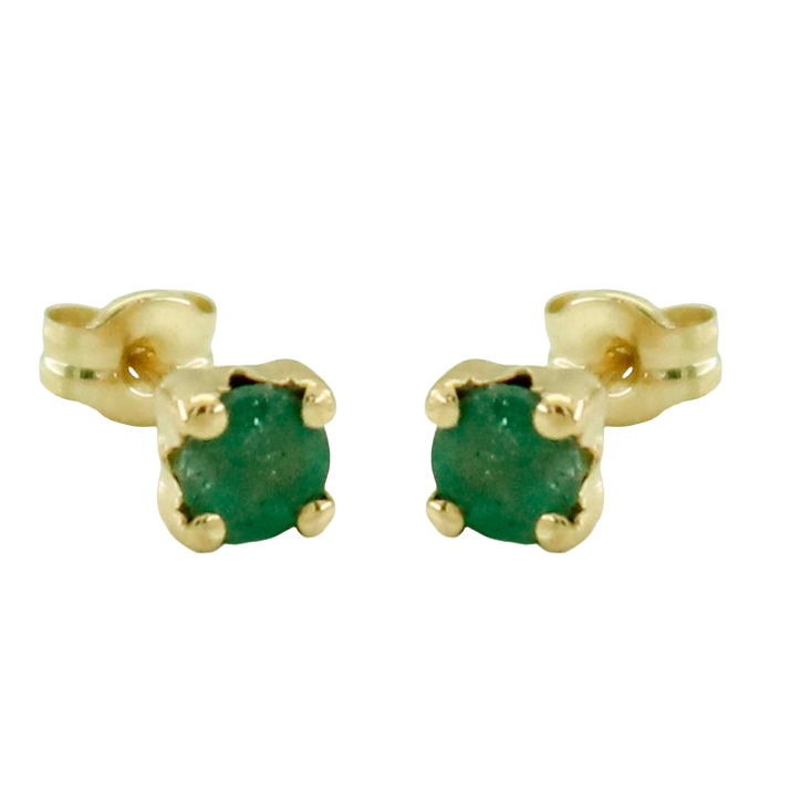 4MM EMERALD STUD EARRINGS.