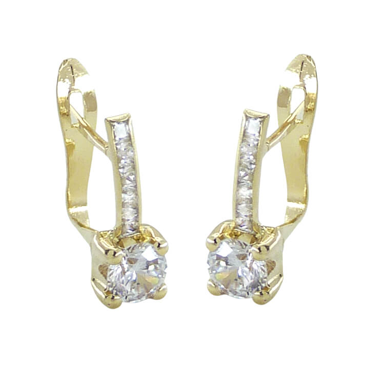 12MM CZ CLAW EARRINGS.CATALAN BACK.