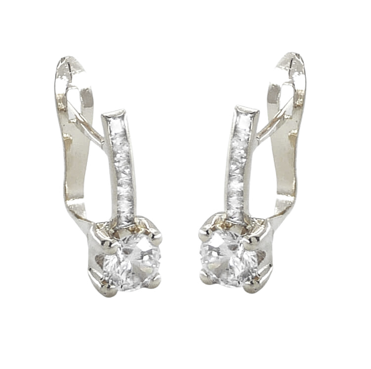 PENDIENTES ORO BLANCO GARRA CIRCONITAS.CATALAN.12MM.