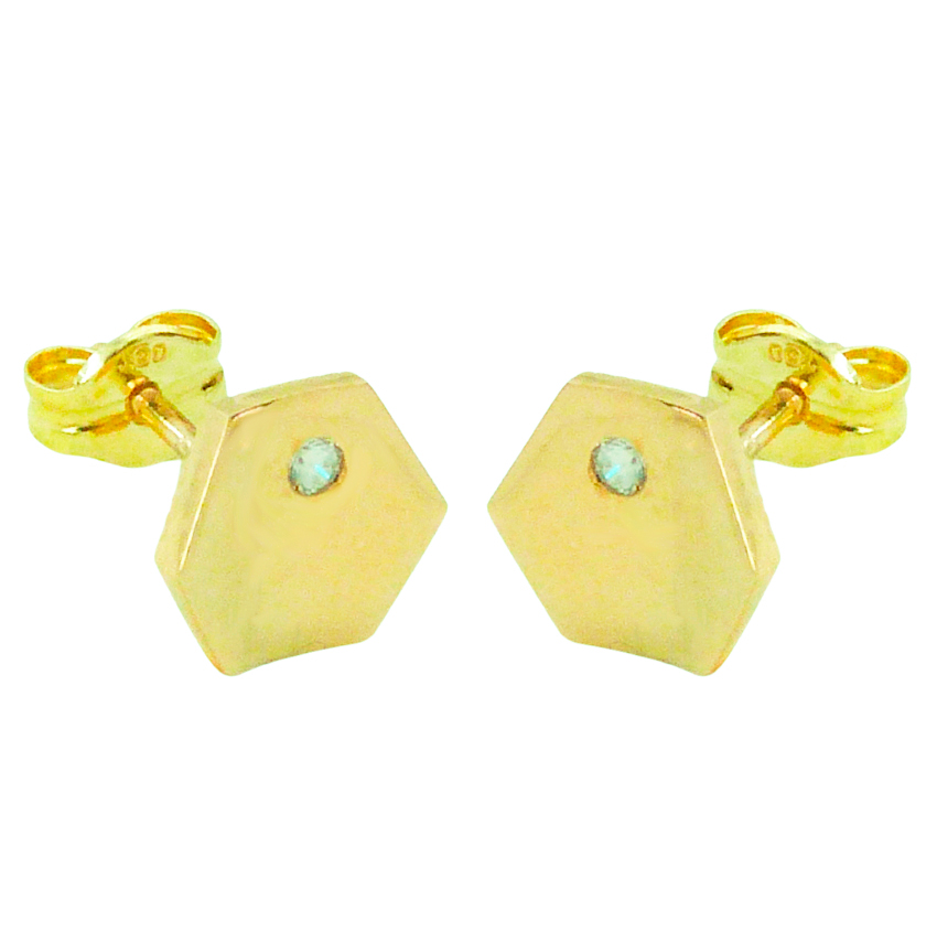 8MM HEXAGON STUD EARRINGS.