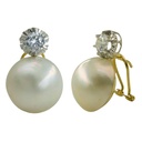 PENDIENTES PERLA JAPONESA MABE 12/15MM Y SOLISTA DE ORO BLANCO.OMEGA