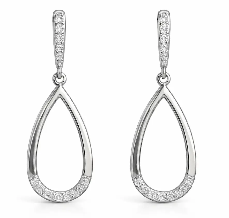 30x14MM TEAR DROP EARRINGS.WHITE GOLD