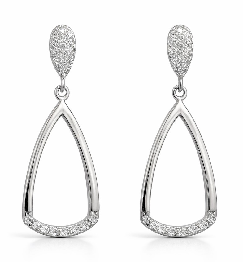30x14MM WHITE GOLD DANGÑLING EARRINGS.PUSHBACK