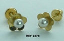 FLOWER EARRINGS WITH 1.5MM DIAMONDS H-SI 0.03 CT TW AND 7.5MM FRESHWATER PEARL.