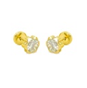 3MM CZ FLOWER EARRINGS.SCREW BACK