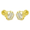 6MM CZ FLOWER EARRINGS.SCREW BACK.