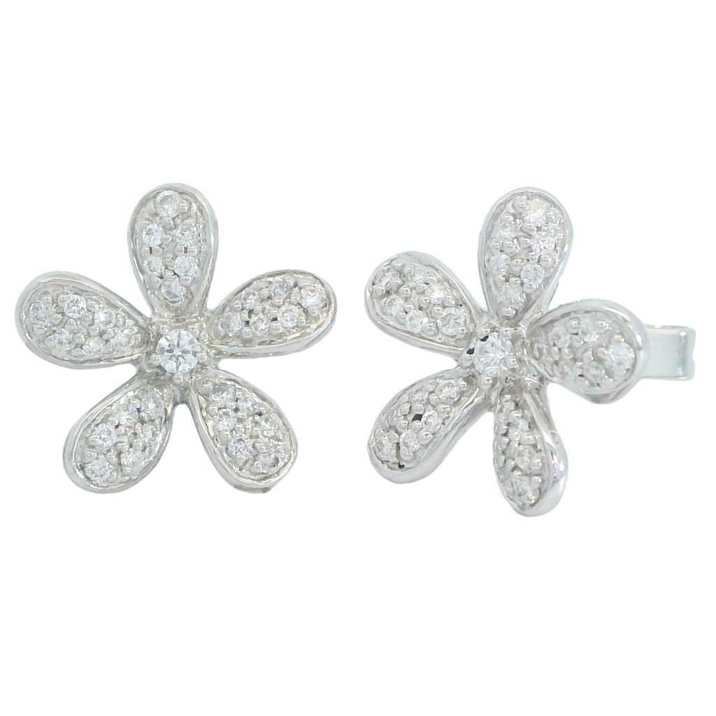 DIAMOND FLOWER STUD EARRINGS